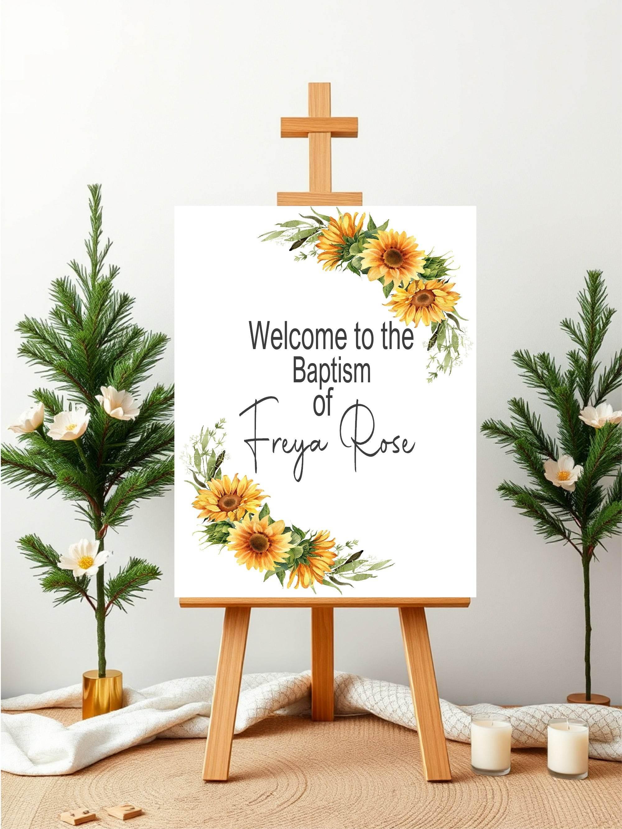 Sunflower Welcome Christening | Baptism Party Sign - Larosier Prints
