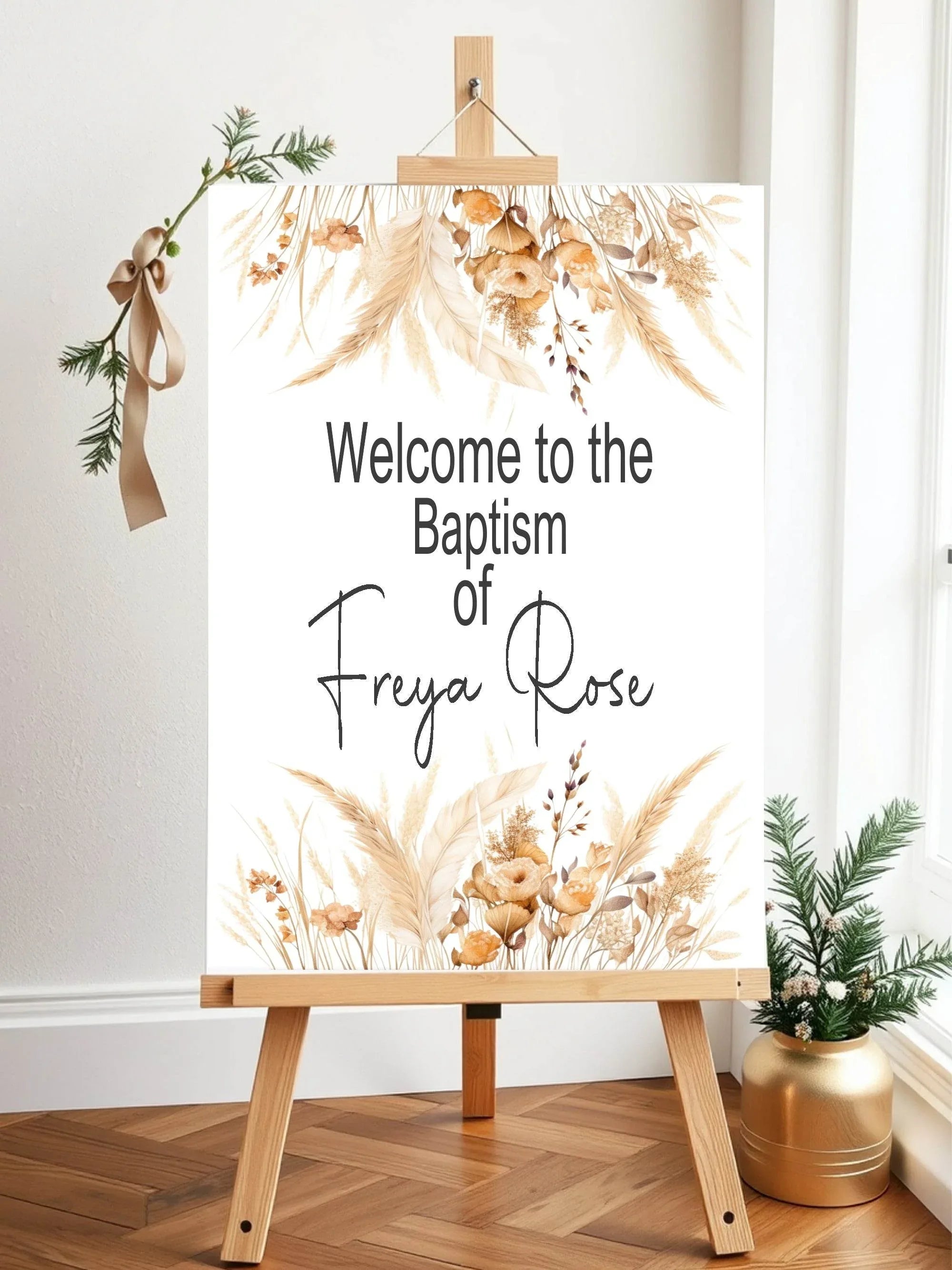Boho Welcome Christening | Baptism Party Sign - Larosier Prints