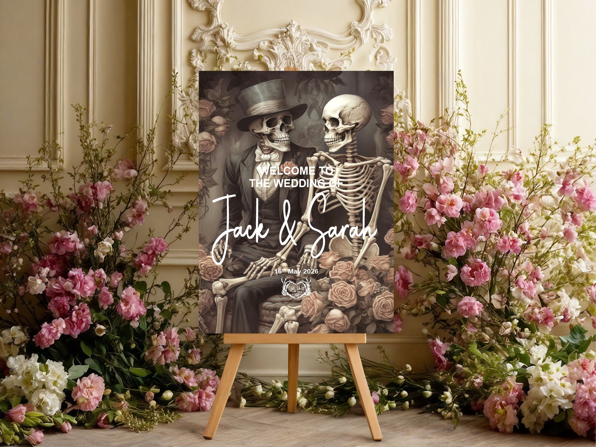 Gothic Skeleton Couple Welcome To Our Wedding Party Sign