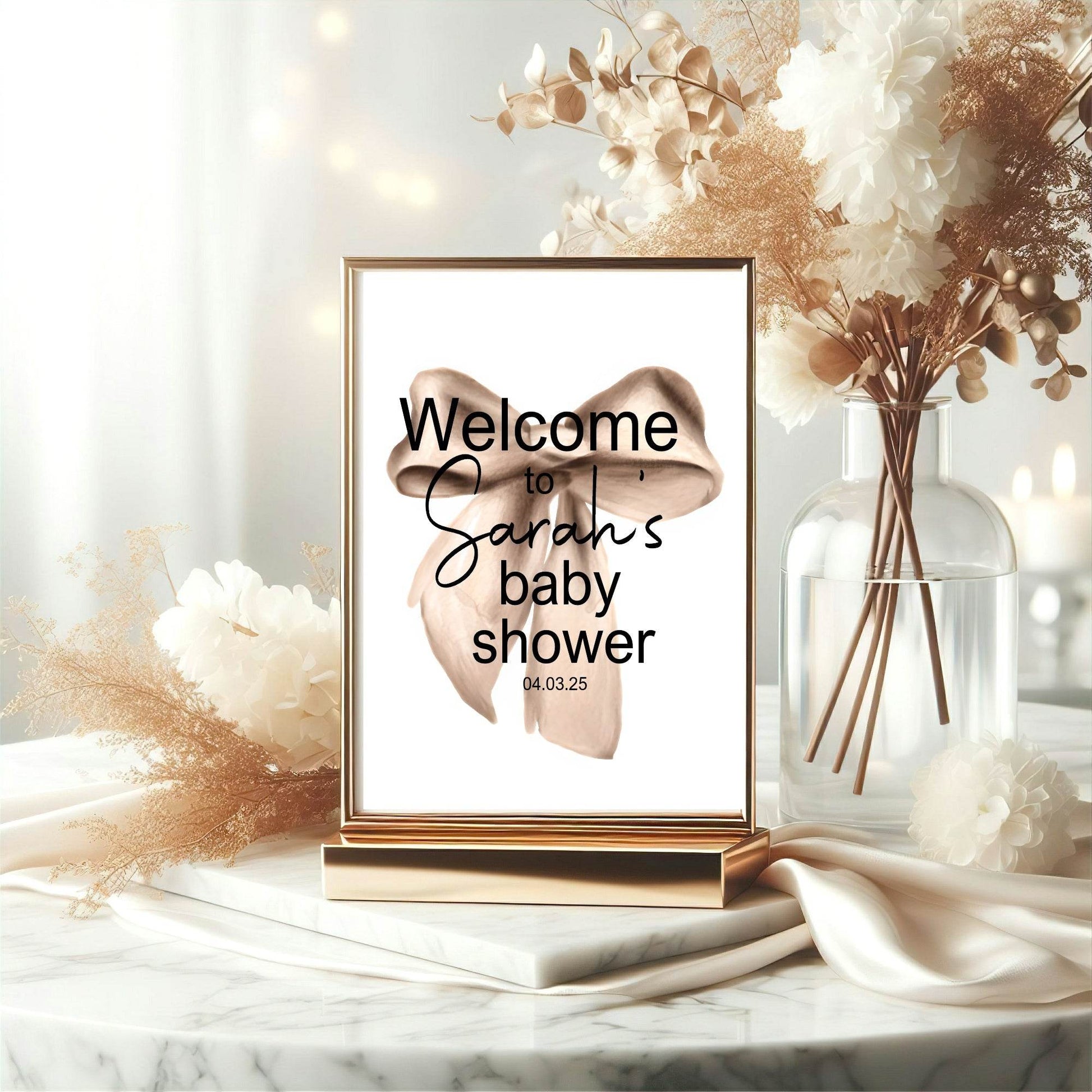 Bows Welcome To Our Baby Shower Party Sign