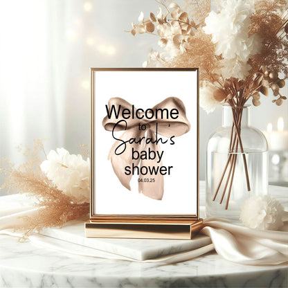 Bows Welcome To Our Baby Shower Party Sign