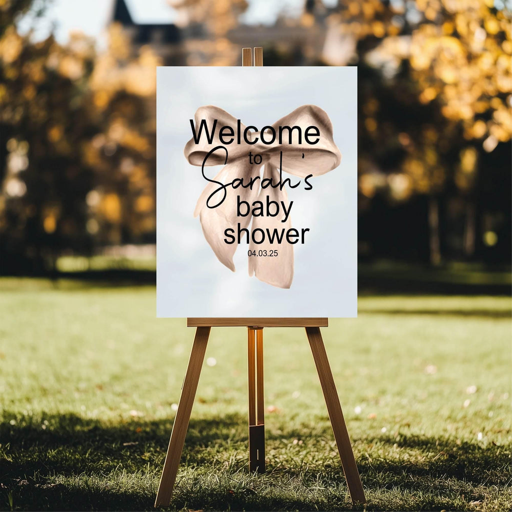 Bows Welcome To Our Baby Shower Party Sign - Larosier Prints