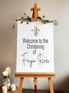 Eucalyptus Cross Welcome Christening | Baptism Party Sign - Larosier Prints
