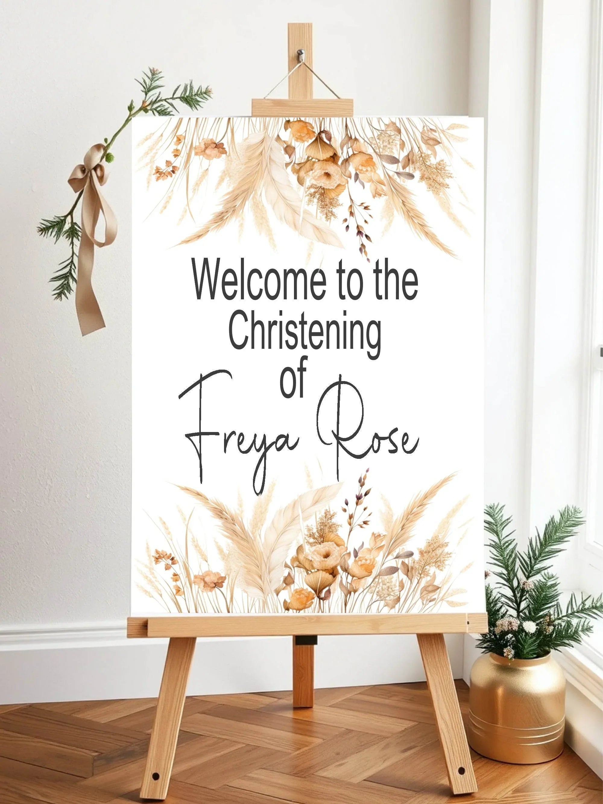 Boho Welcome Christening | Baptism Party Sign - Larosier Prints