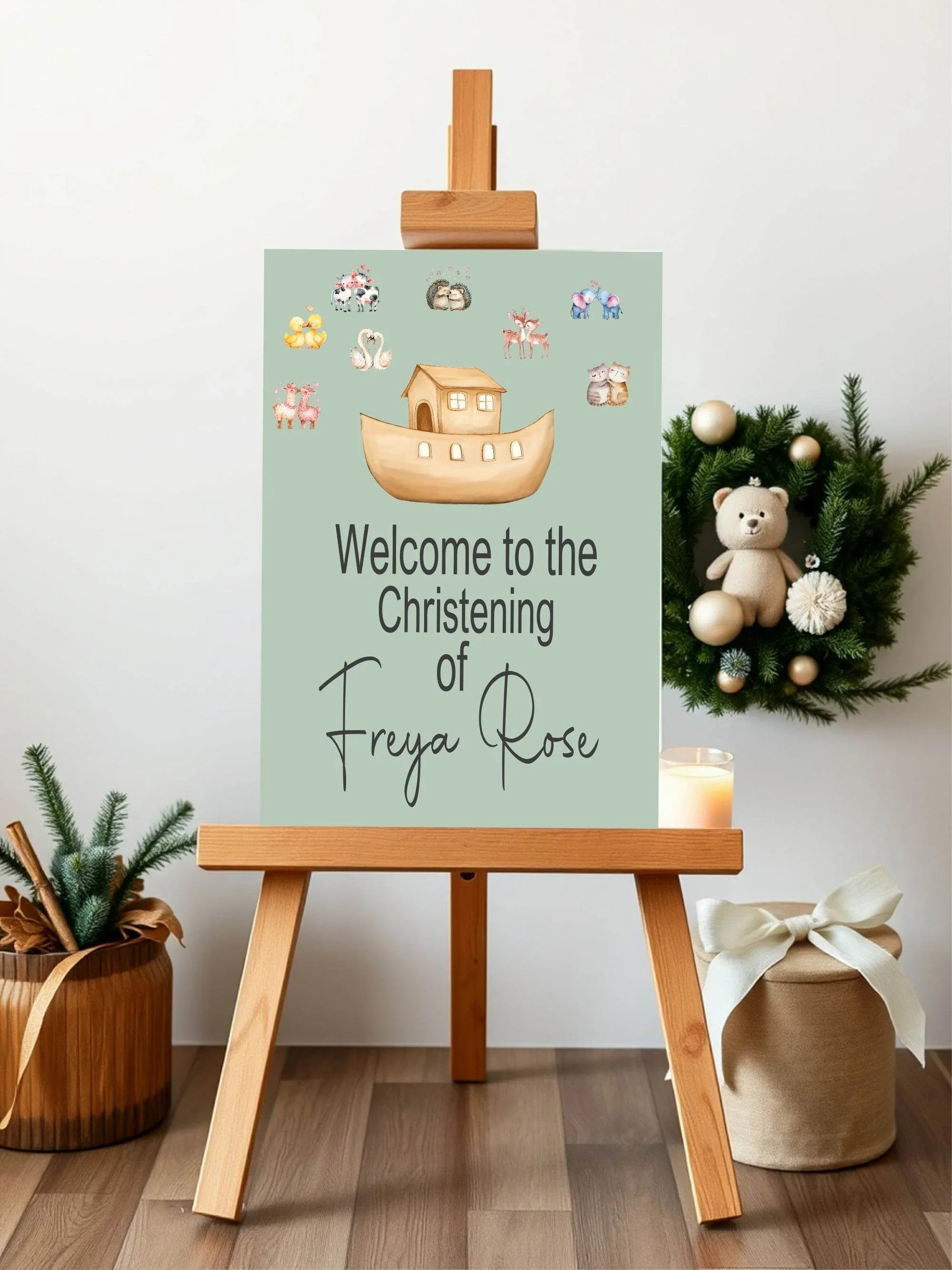 Noah's Ark Welcome Christening | Baptism Party Sign - Larosier Prints
