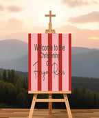 Red & Pink Welcome Christening | Baptism Party Sign - Larosier Prints