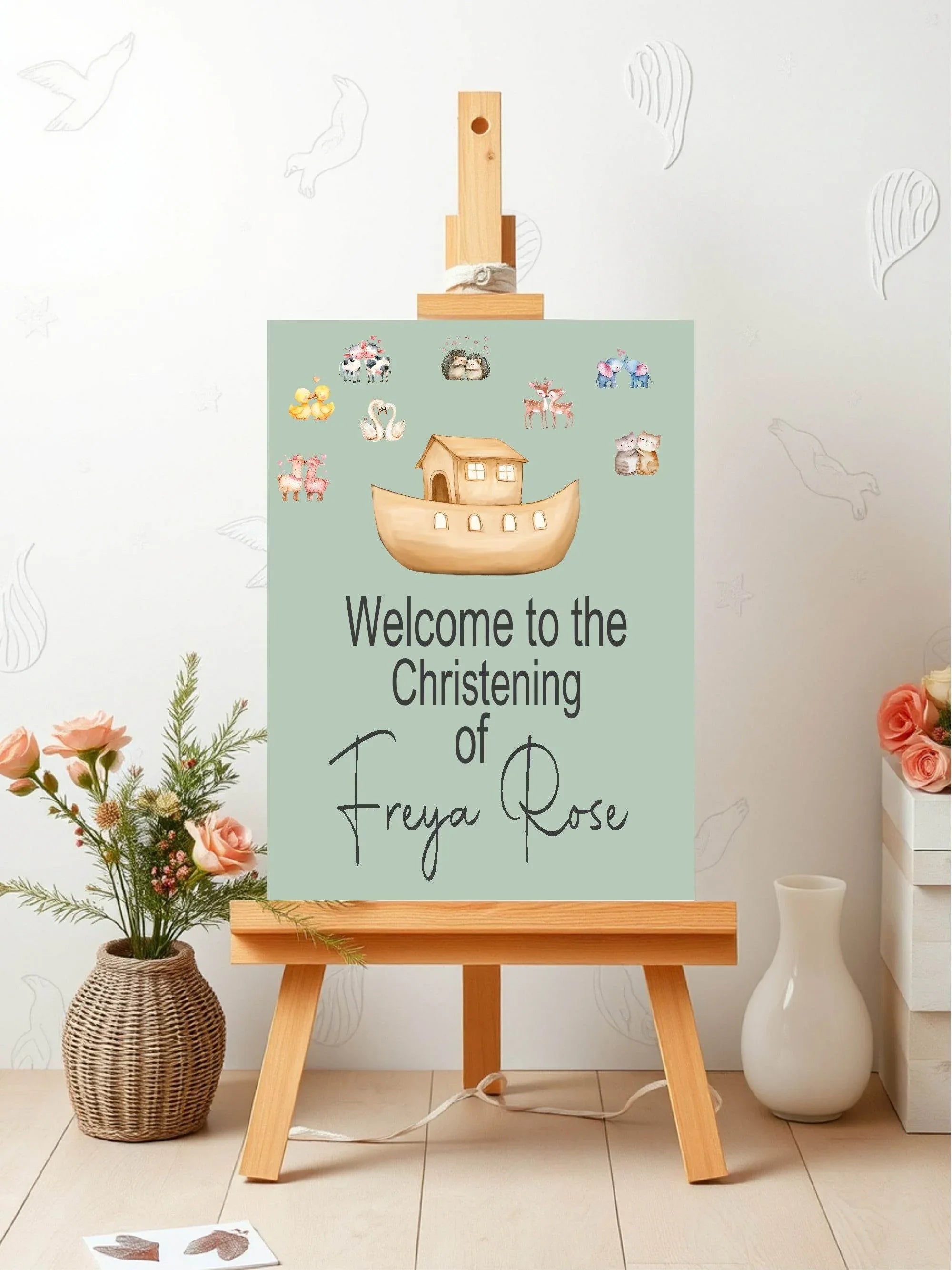 Noah's Ark Welcome Christening | Baptism Party Sign - Larosier Prints