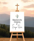 Eucalyptus Cross Welcome Christening | Baptism Party Sign - Larosier Prints