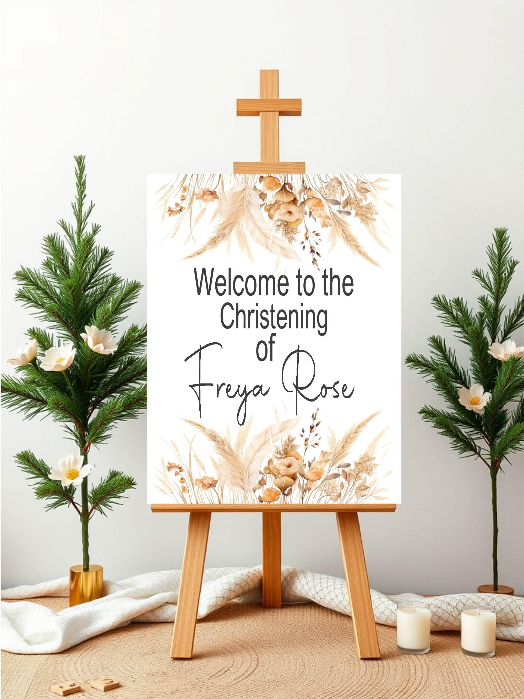 Boho Welcome Christening | Baptism Party Sign - Larosier Prints
