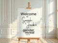 Minimalist Welcome To Our Gender Reveal Party Sign | Black & White - Larosier Prints