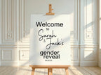 Minimalist Welcome To Our Gender Reveal Party Sign | Black & White - Larosier Prints