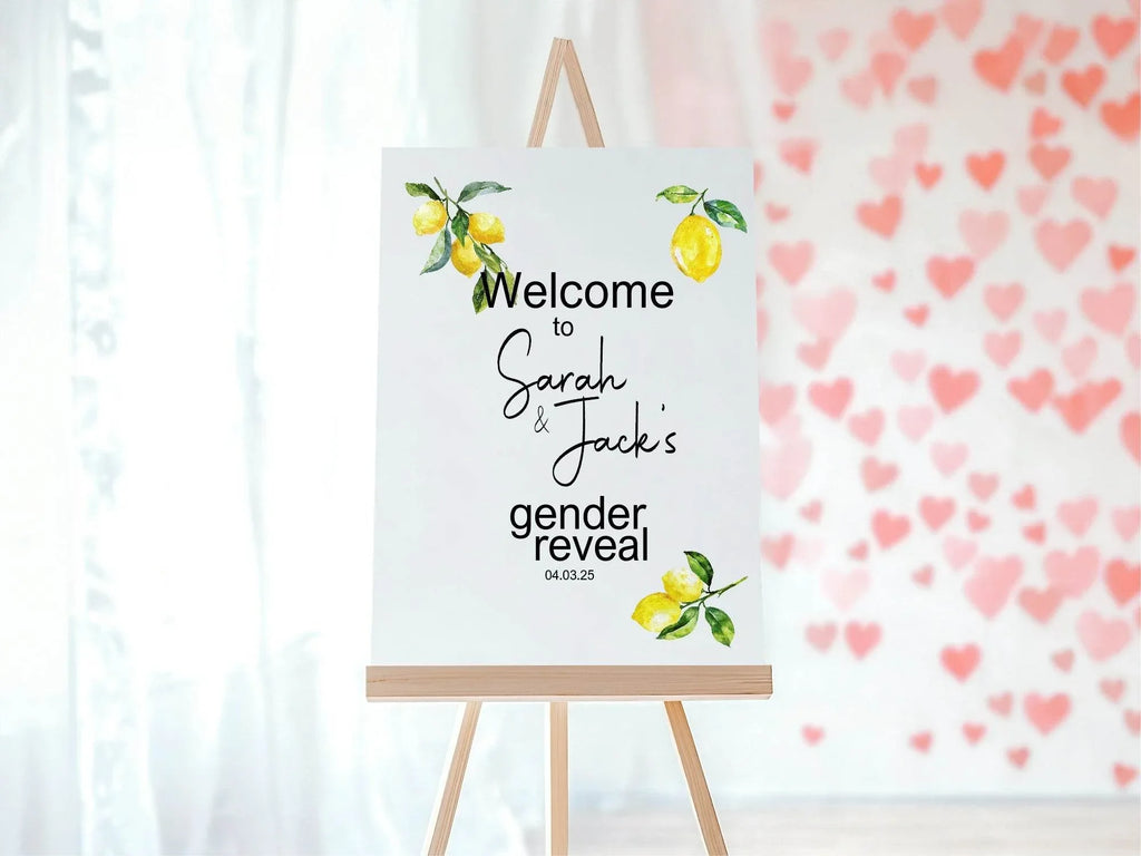 Lemon Tea Welcome To Our Gender Reveal Party Sign - Larosier Prints