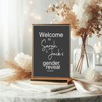 Minimalist Noir Welcome To Our Gender Reveal Party Sign - Larosier Prints