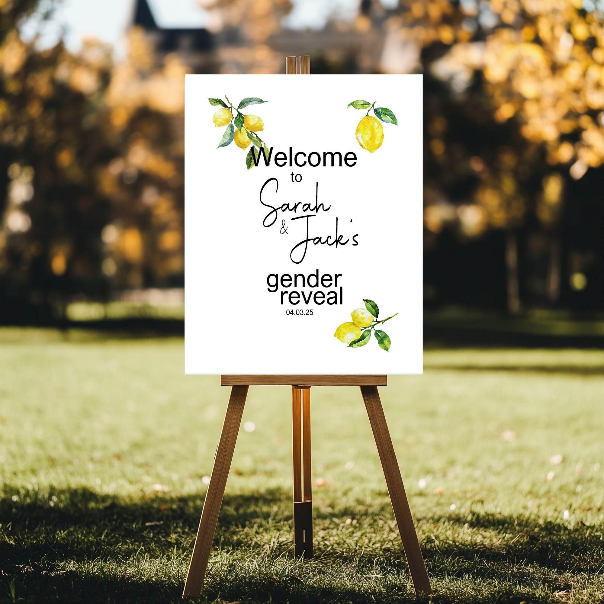 Lemon Tea Welcome To Our Gender Reveal Party Sign - Larosier Prints