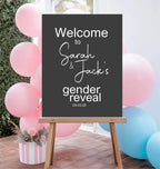 Minimalist Noir Welcome To Our Gender Reveal Party Sign - Larosier Prints