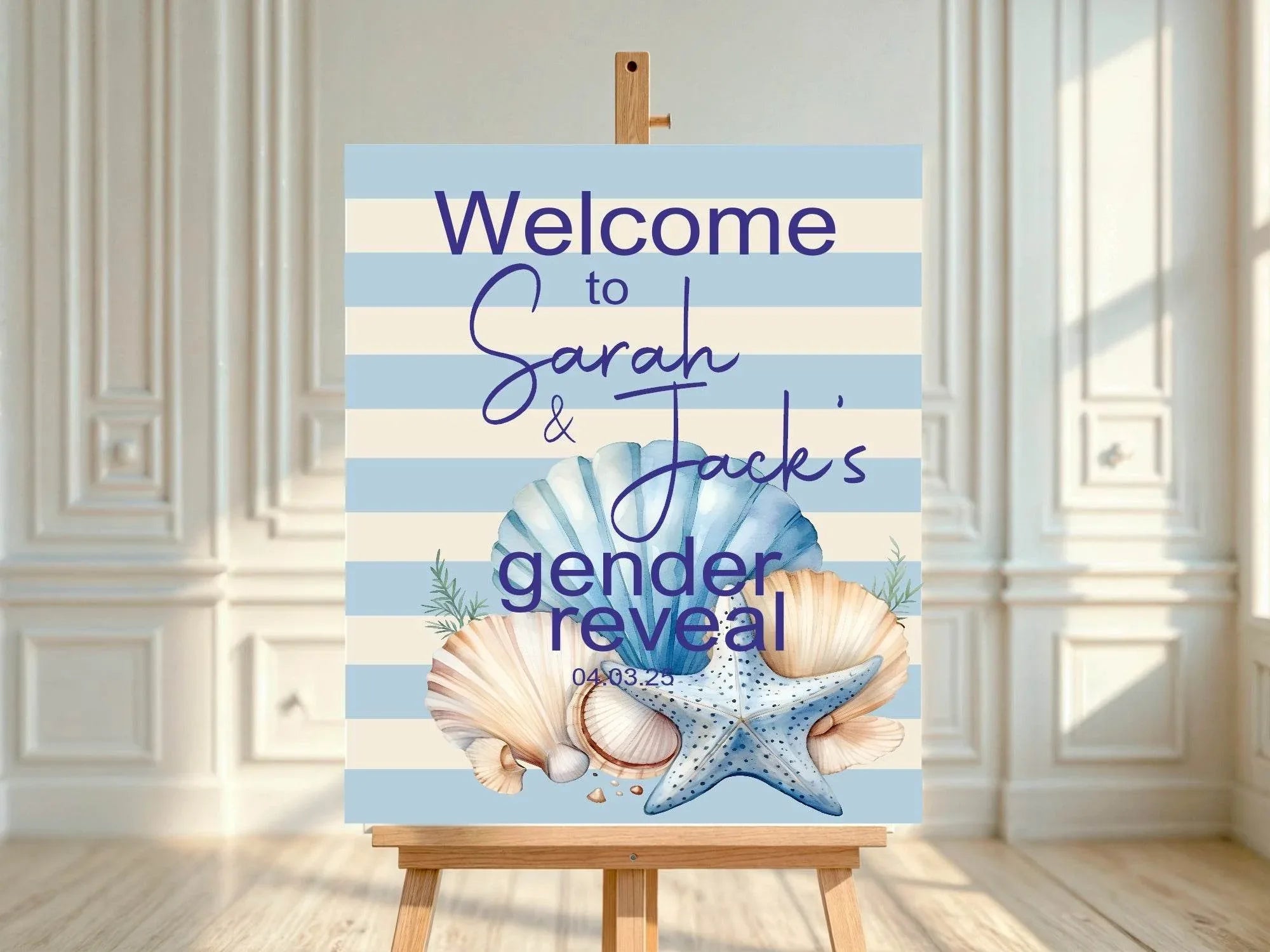 Nautical Welcome To Our Gender Reveal Party Sign - Larosier Prints