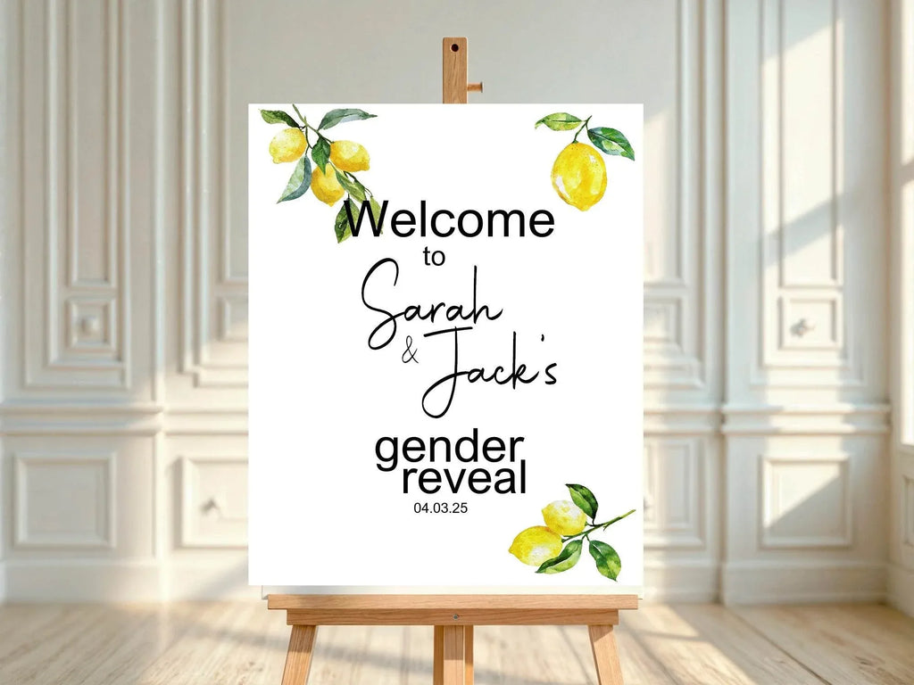 Lemon Tea Welcome To Our Gender Reveal Party Sign - Larosier Prints
