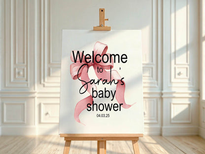 Bows Welcome To Our Baby Shower Party Sign