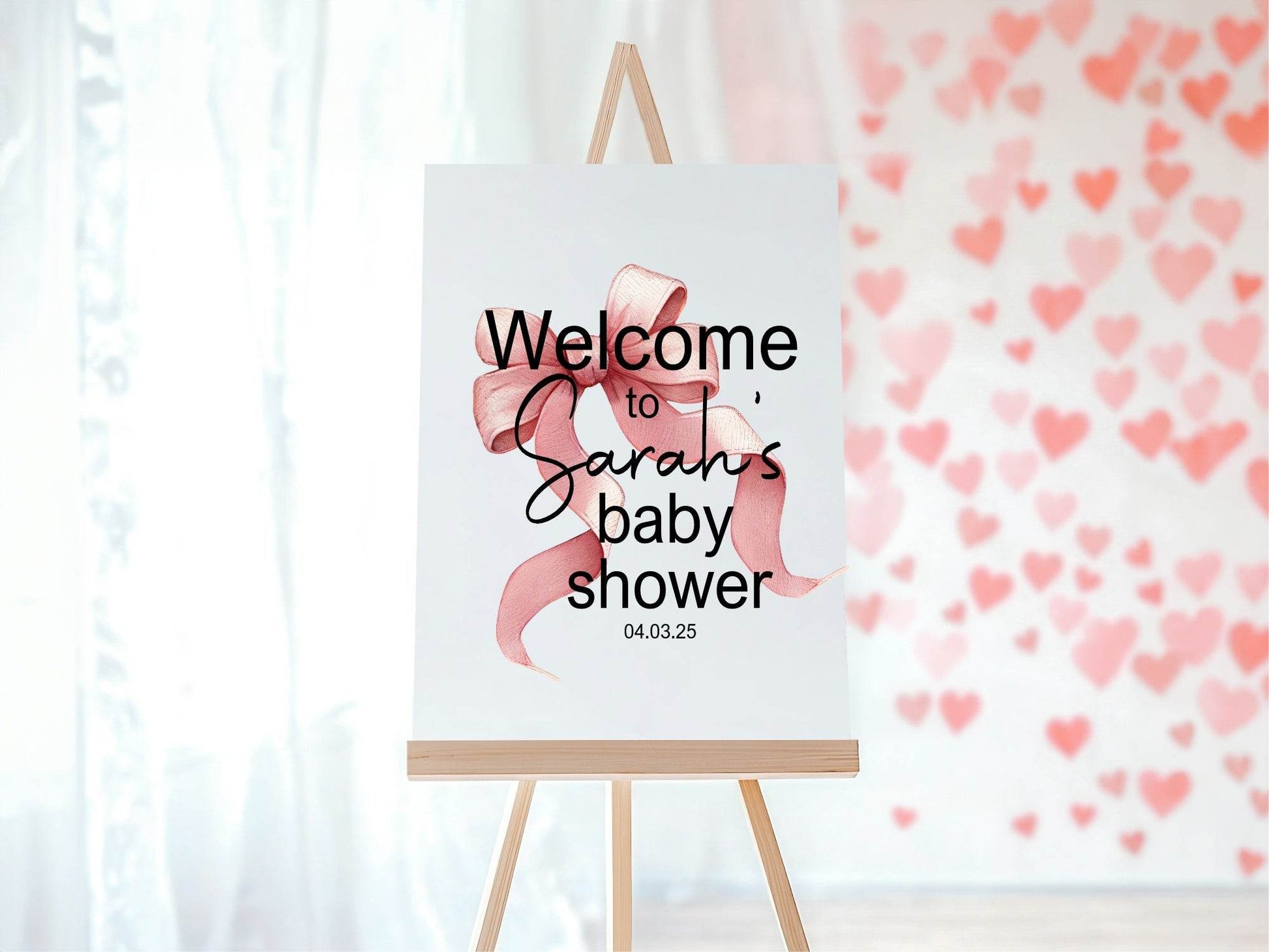 Bows Welcome To Our Baby Shower Party Sign