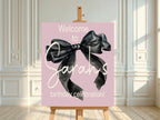 Bows Welcome Birthday Party Sign | Pink & Black - Larosier Prints