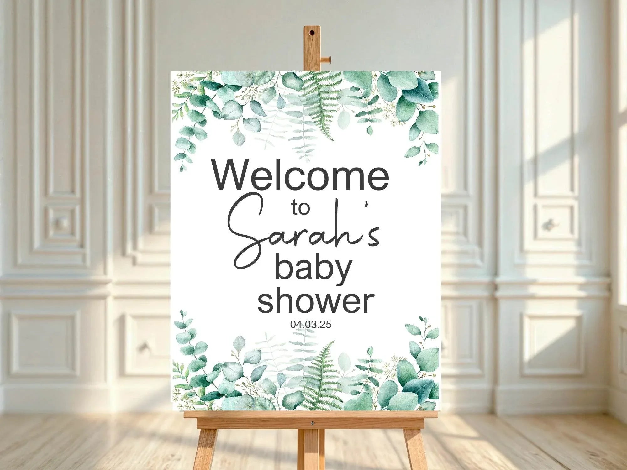 Eucalyptus Welcome To Our Baby Shower Party Sign – Larosier Prints