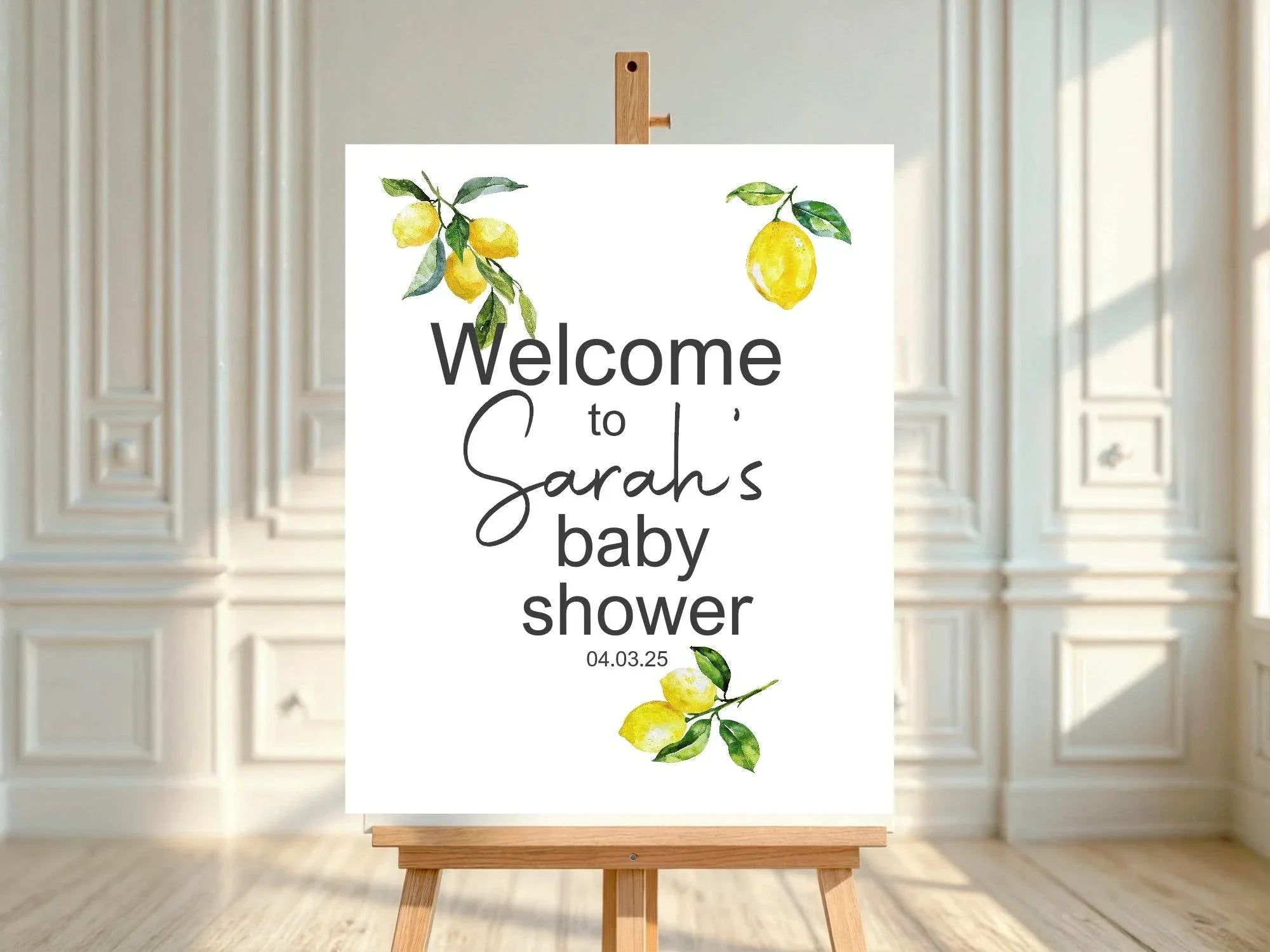 Lemon Tea Welcome To Our Baby Shower Party Sign - Larosier Prints