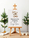 Checkered Bear Welcome Christening | Baptism Party Sign - Larosier Prints