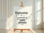 Minimalist Welcome To Our Baby Shower Party Sign | Black & White - Larosier Prints