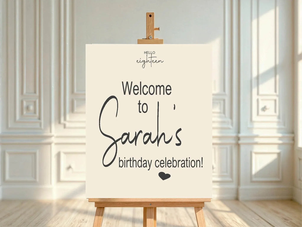 Hello Age Welcome Birthday Party Sign - Larosier Prints