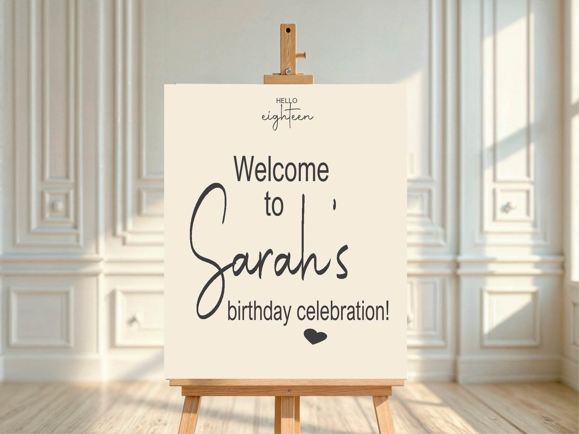 Hello Age Welcome Birthday Party Sign