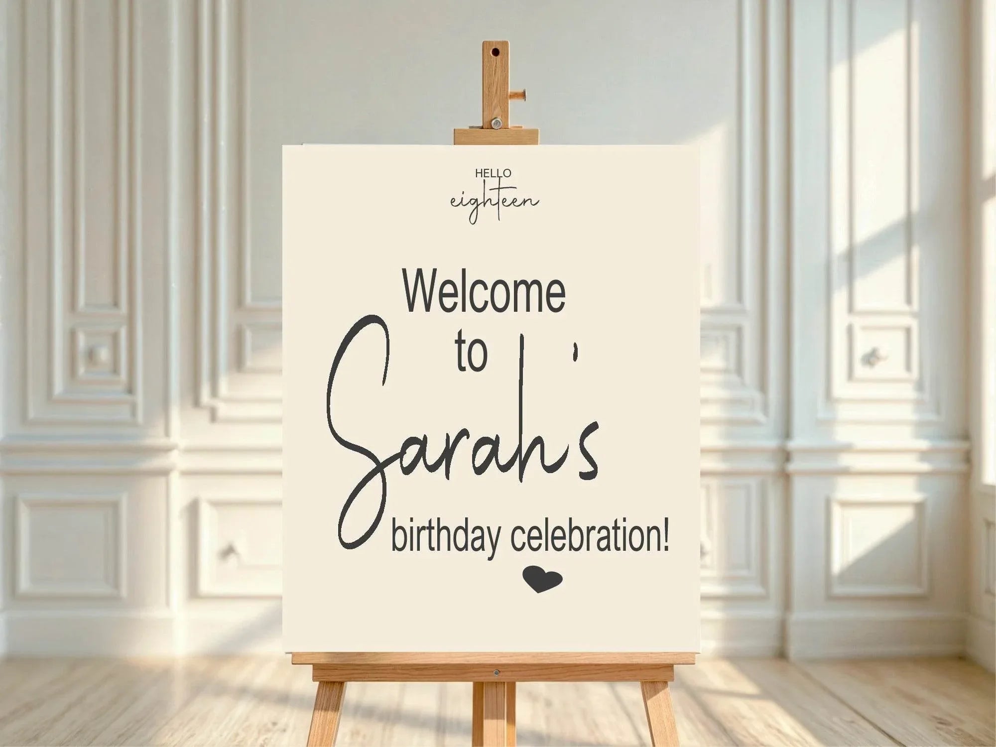 Hello Age Welcome Birthday Party Sign - Larosier Prints