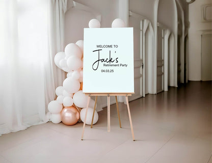 Minimalist Welcome Retirement Party Sign