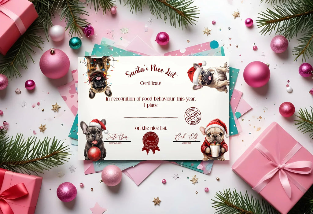 Christmas French Bulldog Letter to Santa Kit inc Personalised Forever Print - Larosier Prints