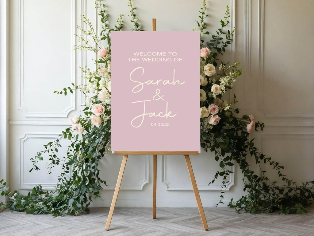 Dusky Pink Welcome To Our Wedding Party Sign - Larosier Prints