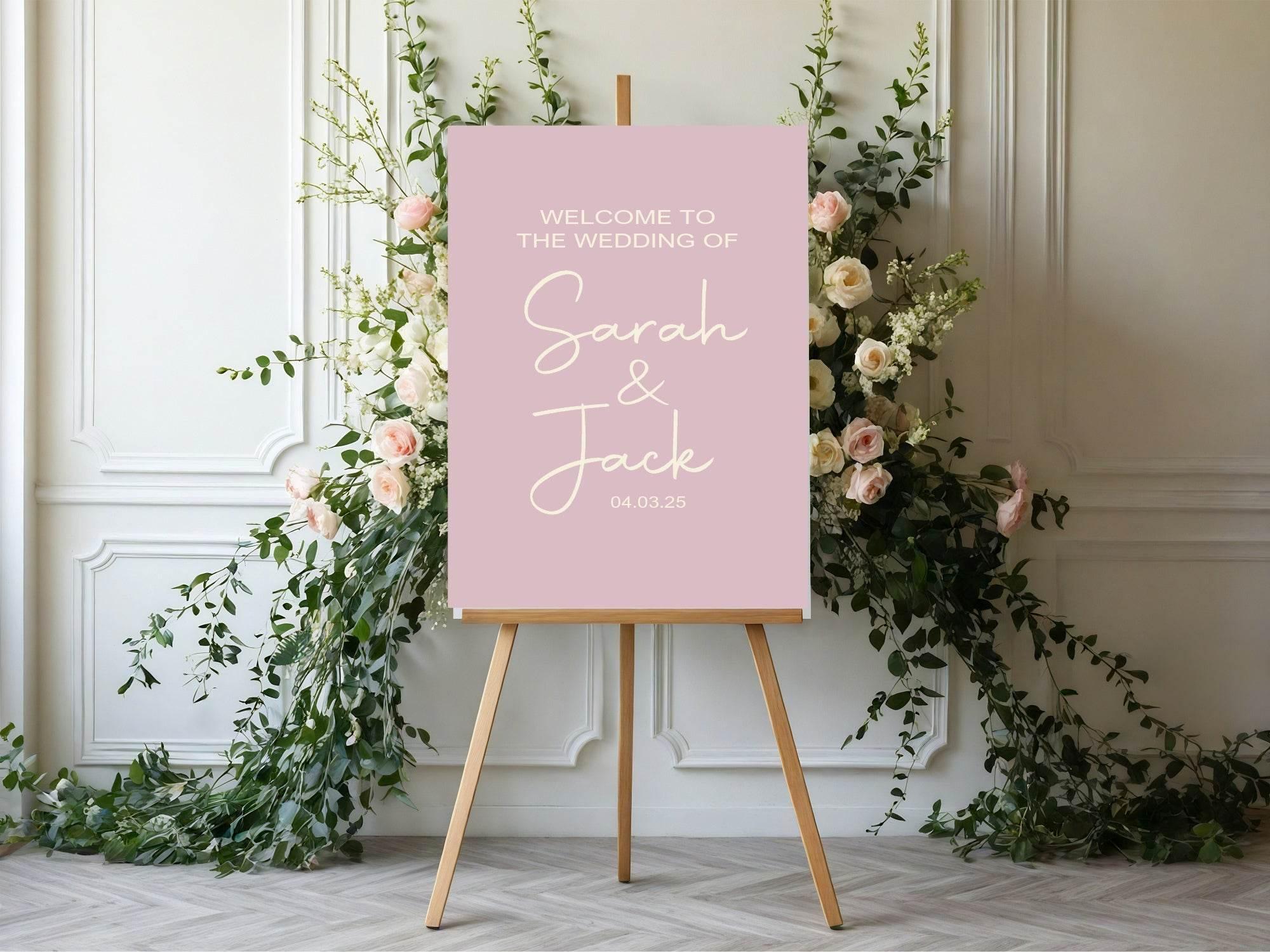 Dusky Pink Welcome To Our Wedding Party Sign - Larosier Prints