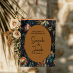 Moody Floral Wedding Individual Table Plan Party Sign