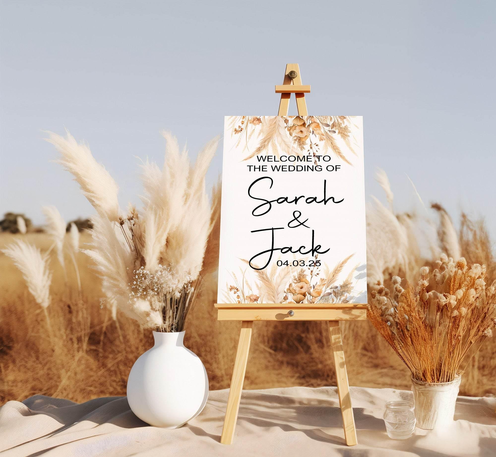 Boho Welcome To Our Wedding Party Sign - Larosier Prints