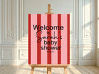 Red & Pink Welcome To Our Baby Shower Party Sign - Larosier Prints