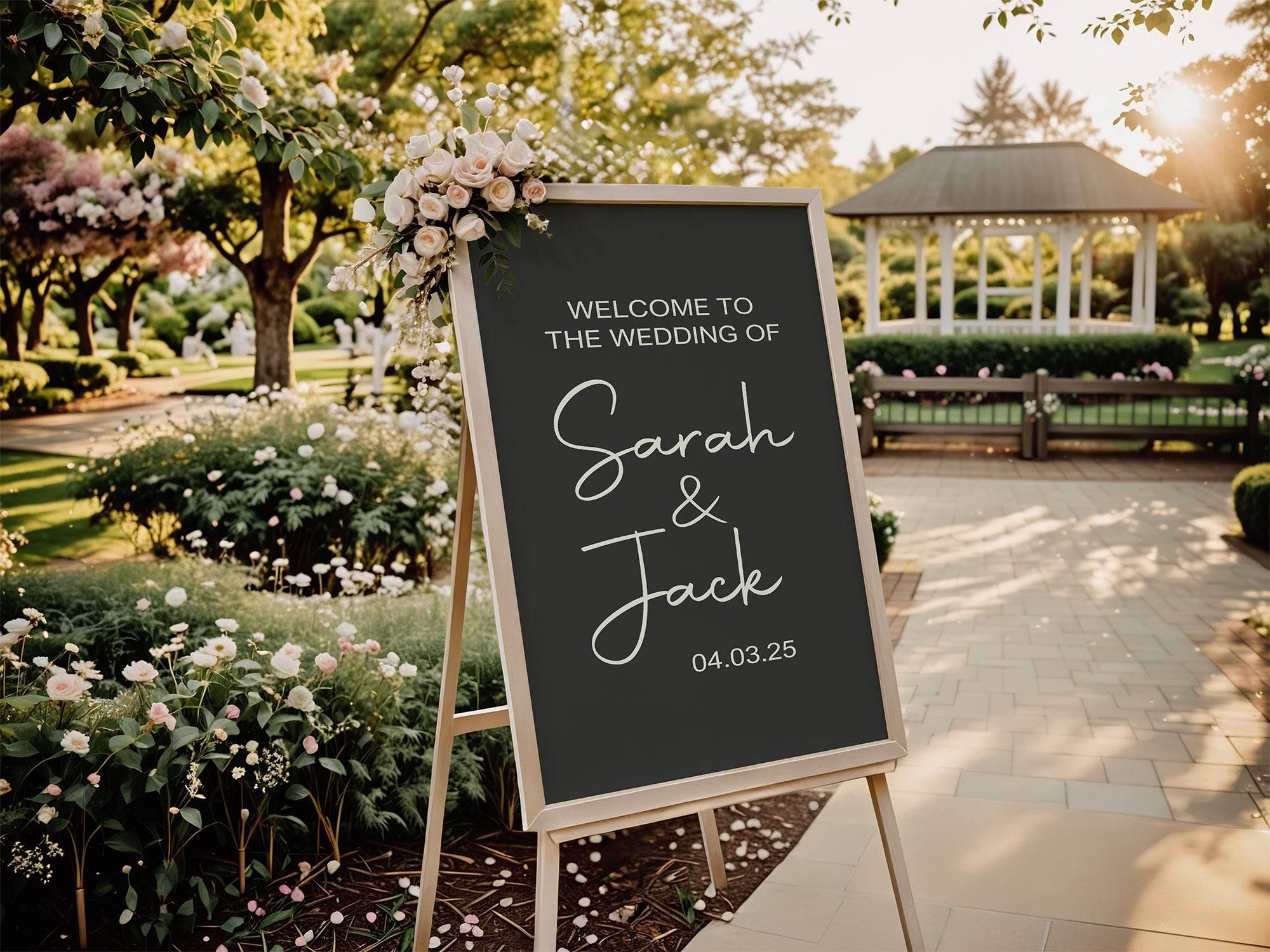 Minimalist Noir Welcome To Our Wedding Party Sign - Larosier Prints