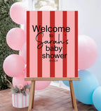 Red & Pink Welcome To Our Baby Shower Party Sign - Larosier Prints