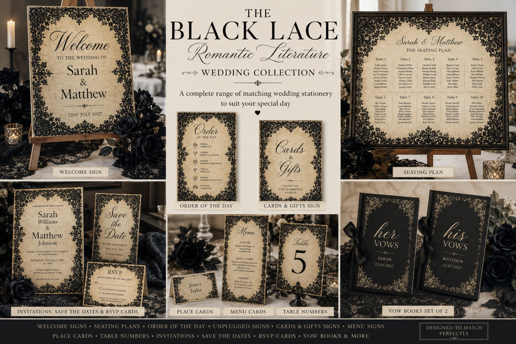 Black Lace Essentials Wedding Signage Bundle