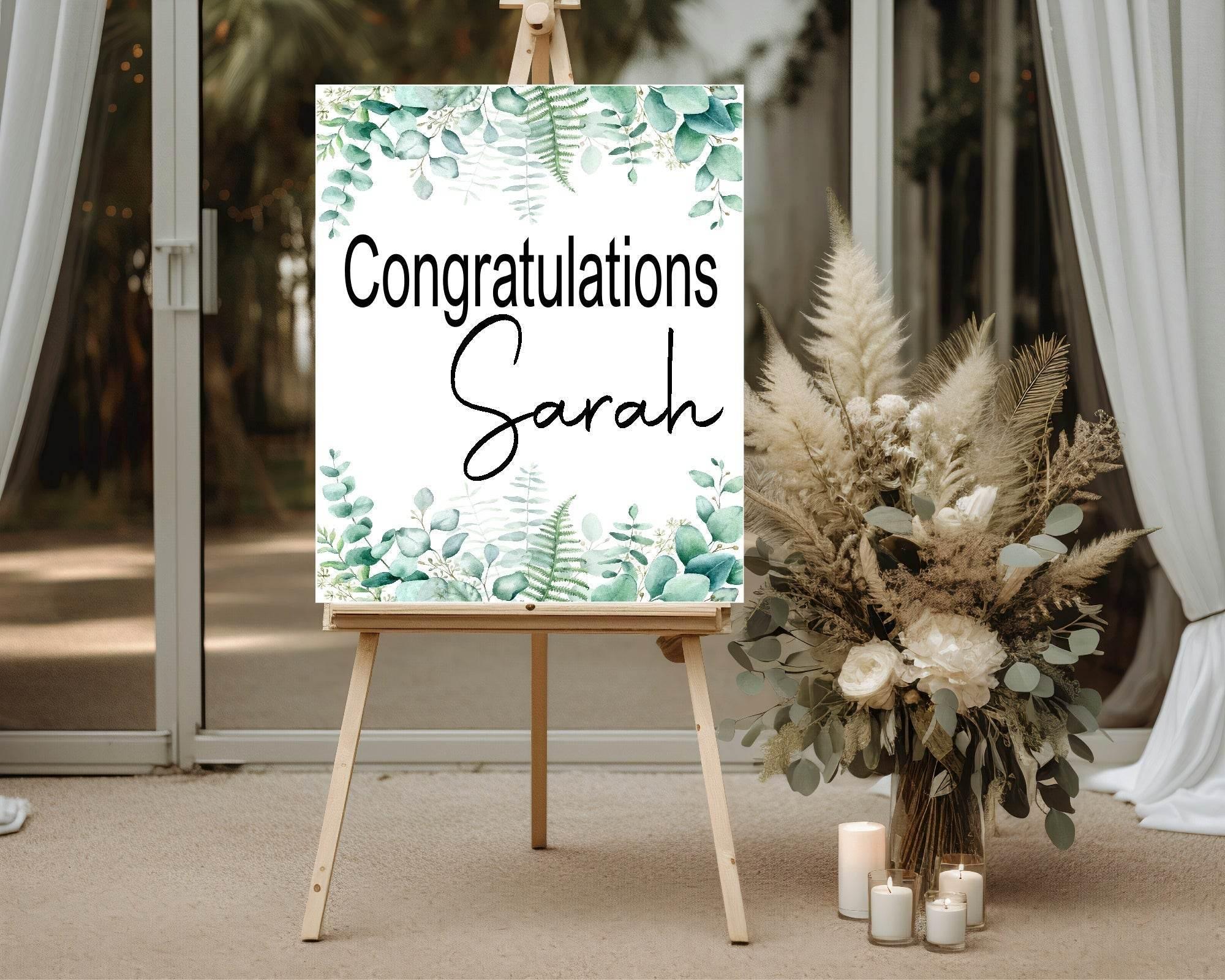 Eucalyptus Congratulations Party Sign - Larosier Prints