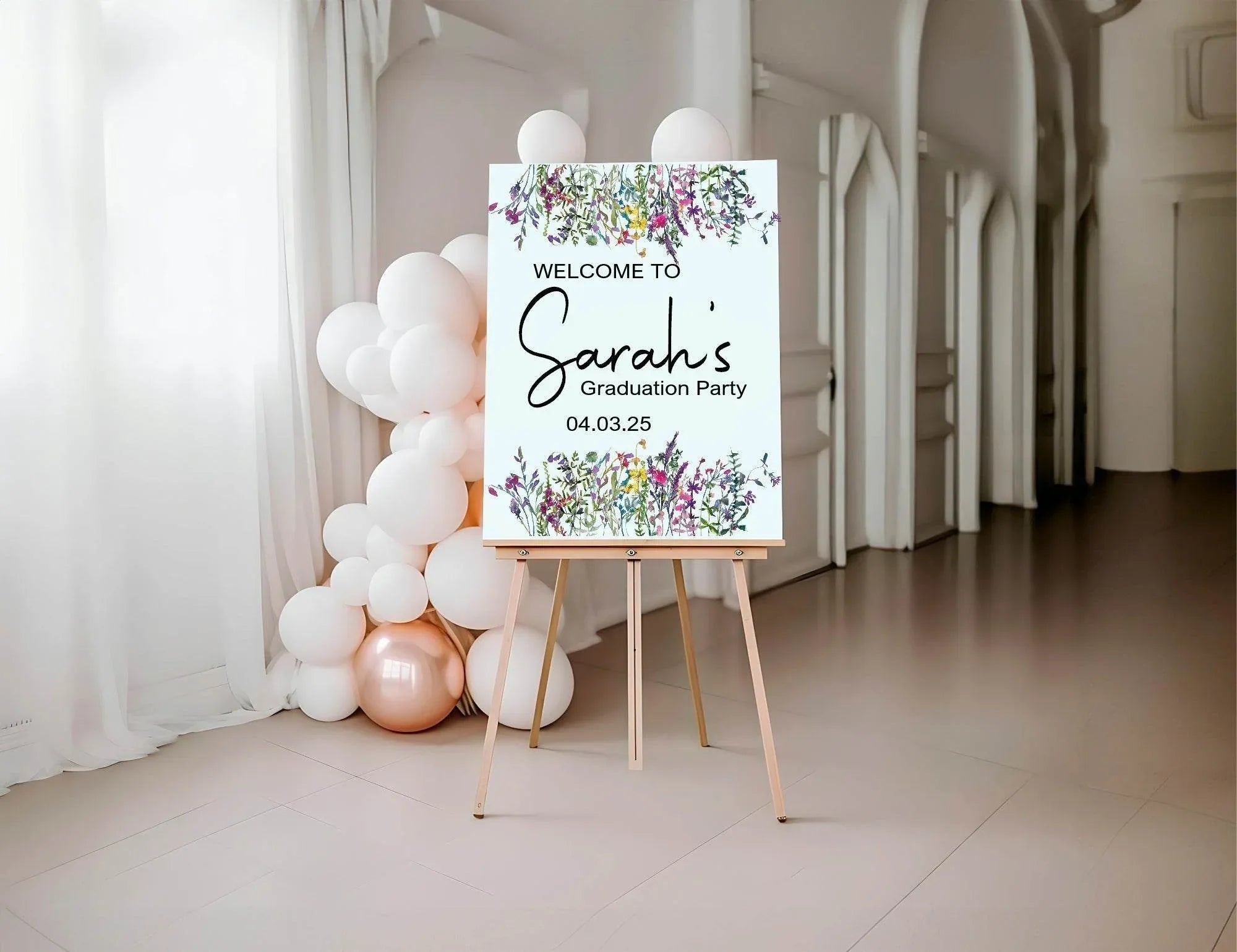 Wild Flowers Graduation Party Sign - Larosier Prints