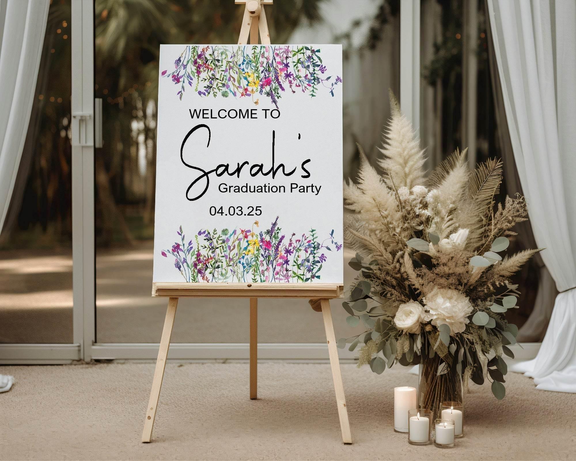 Wild Flowers Graduation Party Sign - Larosier Prints