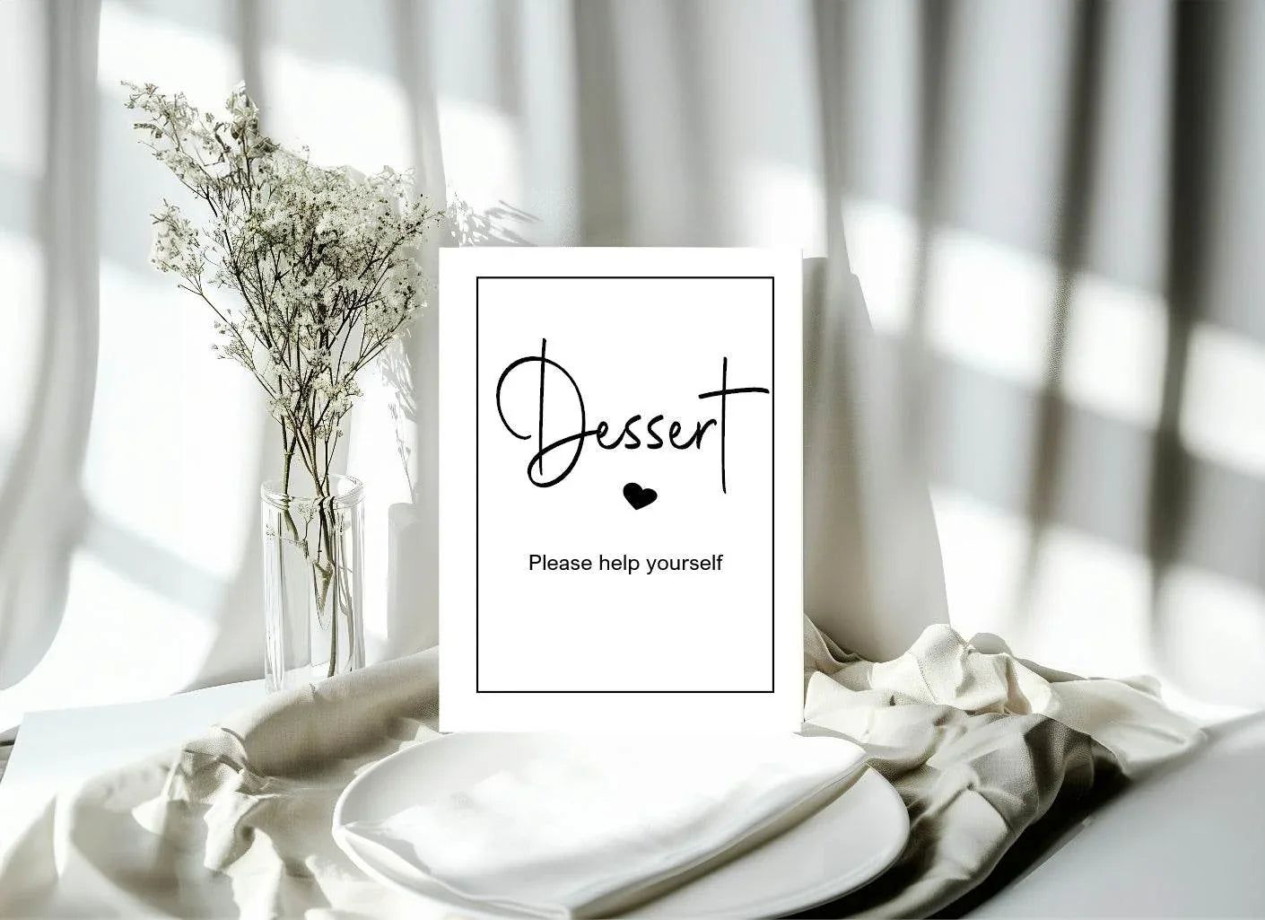 Minimalist Dessert Baby Shower Party Sign | Black & White - Larosier Prints