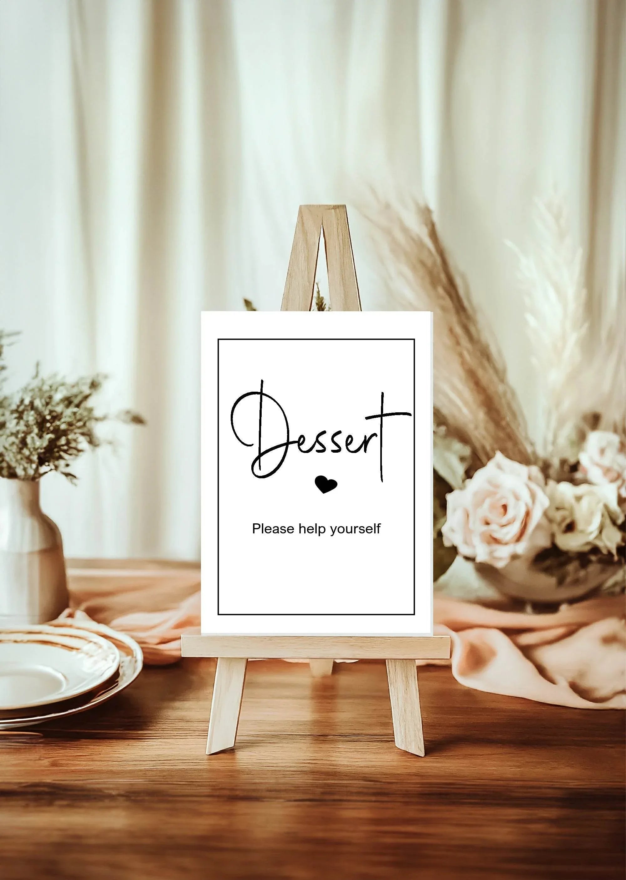 Minimalist Dessert Baby Shower Party Sign | Black & White - Larosier Prints