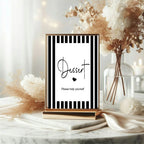 Black and White Stripe Dessert Baby Shower Party Sign - Larosier Prints
