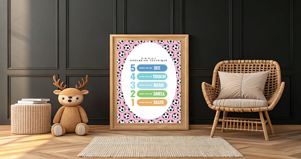 Pink Football Grounding Technique Poster | Emotional Support Tool Wall Art