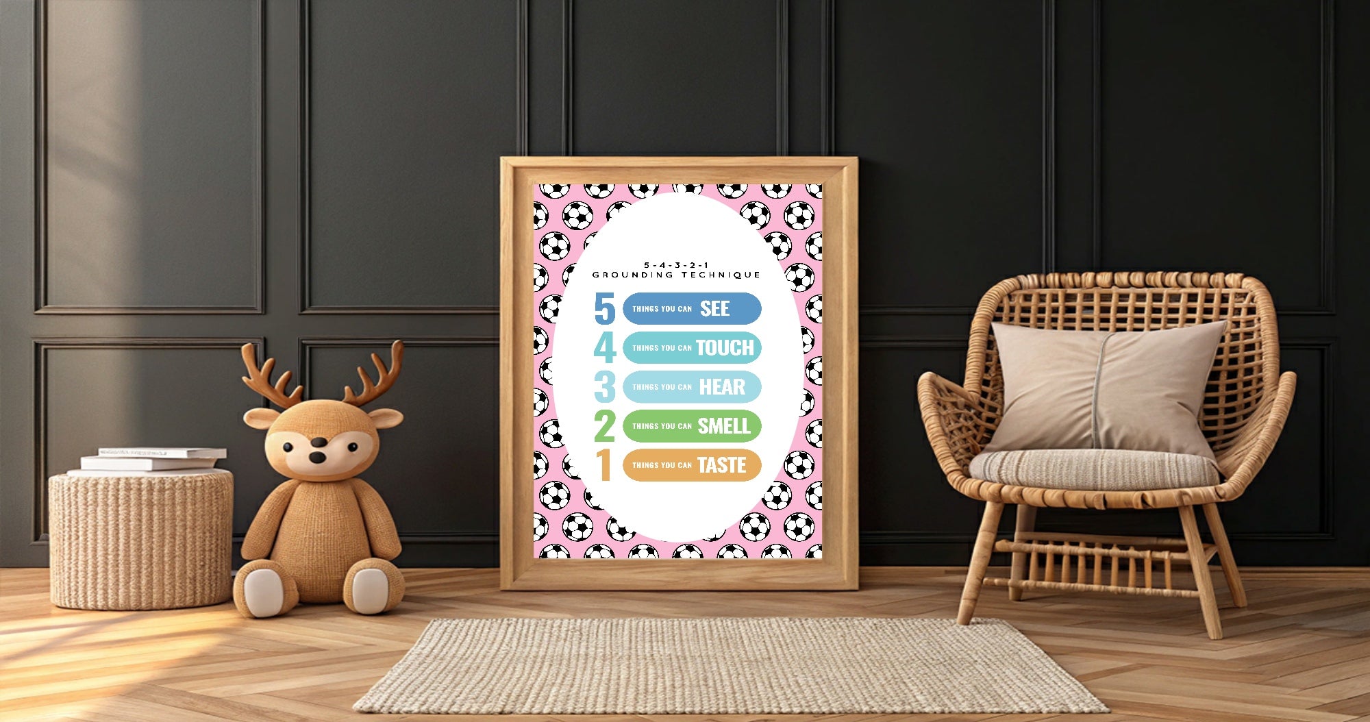 Pink Football Grounding Technique Poster | Emotional Support Tool Wall Art