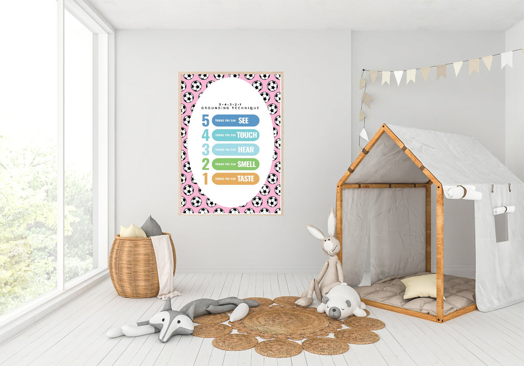 Pink Football Grounding Technique Poster | Emotional Support Tool Wall Art